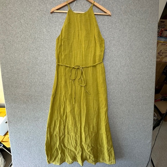 massimo dutti green linen dress Natalia Chartreuse Strapless Maxi Dress main image 0